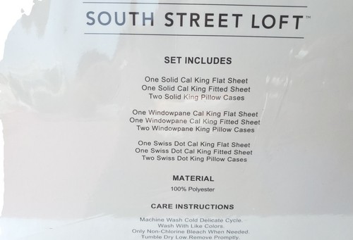 SOUTH STREET LOFT ( 3 ) SETS, Solid, Windowpane and Swiss Dot Cal King Size NEW - Picture 3 of 3