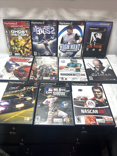 Play Station 2 Lot Of 11, Ghost Recon 2, Hitman, Madden 06, + More