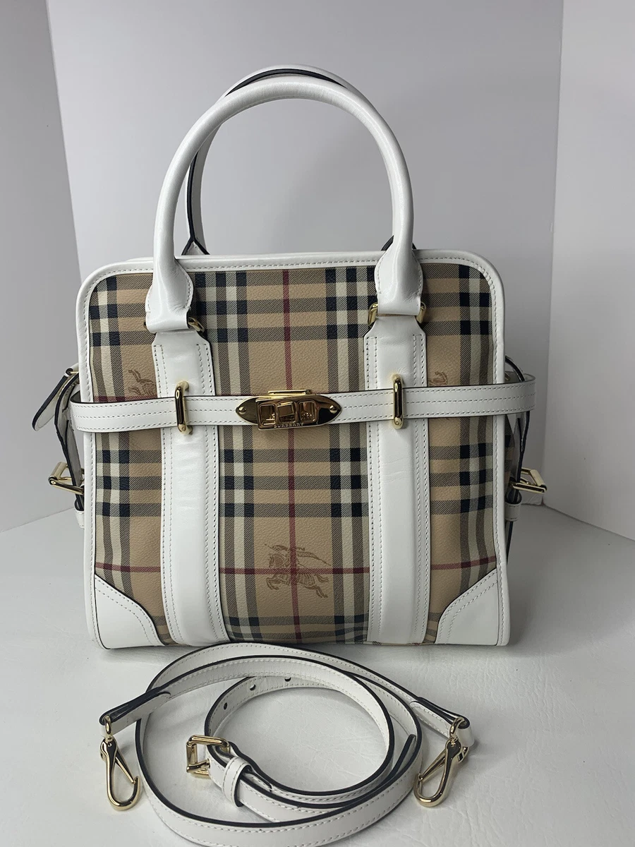 Burberry Tote Bag - BURBERRY Handbag Satchel Leather Coated Canvas