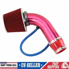 3" Red Cold Air Intake Filter Induction Pipe Power Flow System Car Accessories
