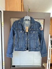 NWT POLO RALPH LAUREN KIDS DENIM JEAN TRUCKER JACKET SZ XL 18-20 NEW USA FLAG
