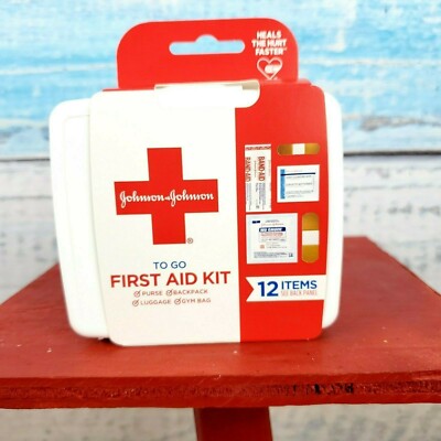 Johnson & Johnson To Go First Aid Kit 12 Items For Cuts & Scratches USA Seller 