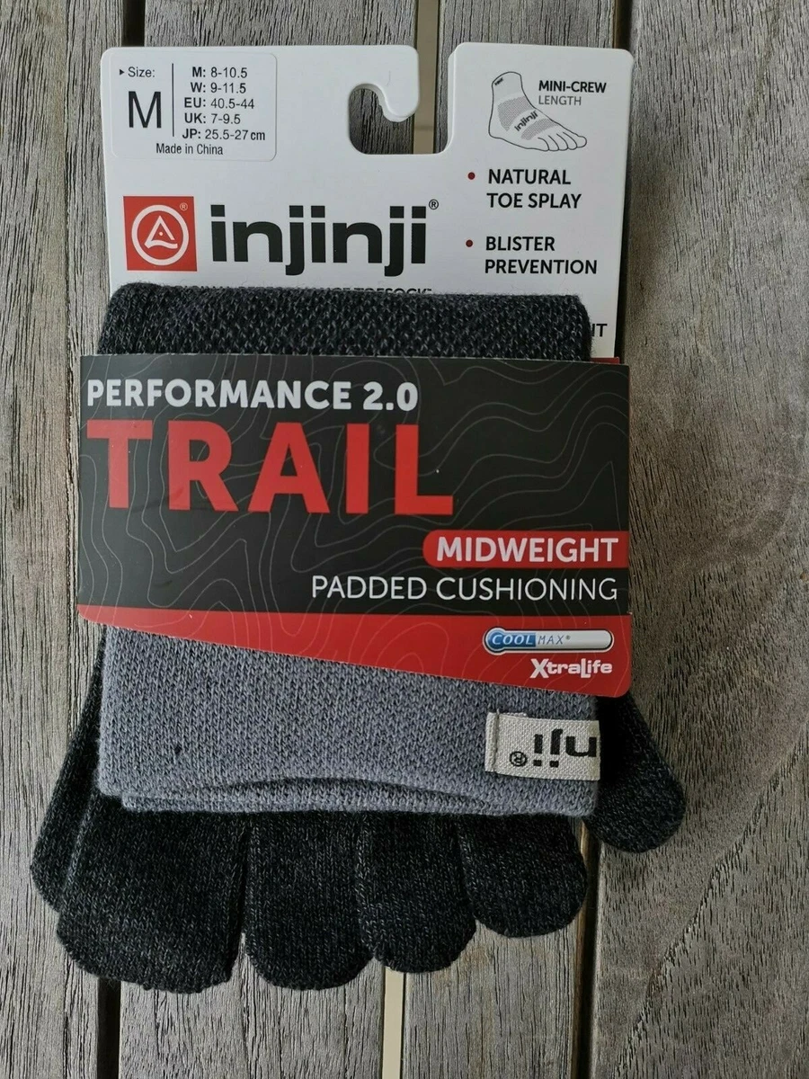 1 Pack Injinji COOLMAX Trail Midweight Padded Cushioning Mini-Crew Socks XS-XL