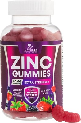 Zinc Gummies 50mg - Bone Skin & Immune Support Health Gummy Premium Antioxidant
