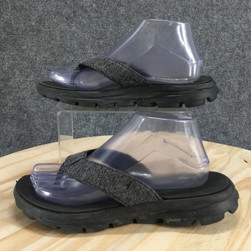 Skechers Sandal Womens 8 Black Go Walk Move Solstice Flip Flop Thong Casual