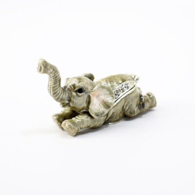Kingspoint Designs Enchanting African Elephant Calf Mini Trinket Box, New