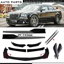 For Chrysler 300C SRT8 Front Rear Bumper Lip Spoiler Splitter Glossy Black