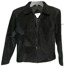 Mattina T. Women's Black Suede Patchwork Jacket 10