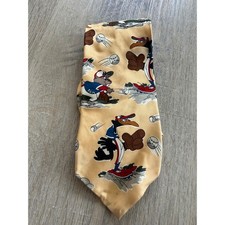 Little League Baseball Robert Stewart Silk Tie Yellow Cartoon Animals USA Made
