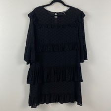 Madewell Eyelet Waterlily Ruffle Dress Black Size 14 Eyelet Mini H2969