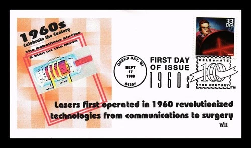 US COVER LASERS 1960S CELEBRATE CENTURY FIRST DAY ISSUE WII CACHET