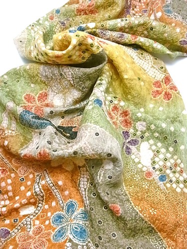 e067-L_Japanischer Kimonostoff_Seide,Atmosgrün,Ume,Michinaga-dori,170 cm - Bild 4 von 12