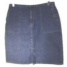 Cherokee vintage denim jean skirt zip front four pockets cotton/spandex size 12