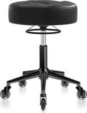 Heavy Duty Gold Rolling Stool - 360  Adjustable, Soft Cushion, 450LBS Capacity