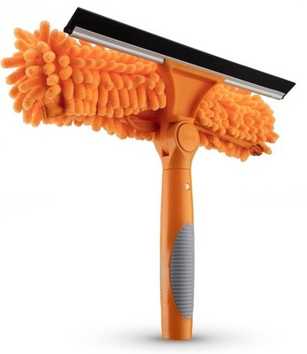 Window Squeegee and Microfiber Scrubber 2-in-1 Combo // Multi-Angle Window Cl...