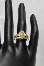 Gold Tone 2 Pc Ring Set Clear Crystals Stacking Rings Size 8 J15-3633