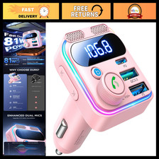 81W Bluetooth FM Transmitter Car Adapter - Fast Charging, Dual Mics, HiFi Bass,
