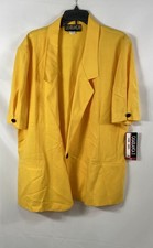 Vintage 90s Casablanca II Women's Yellow Short Sleeve Blazer Jacket Sz 40 NWT