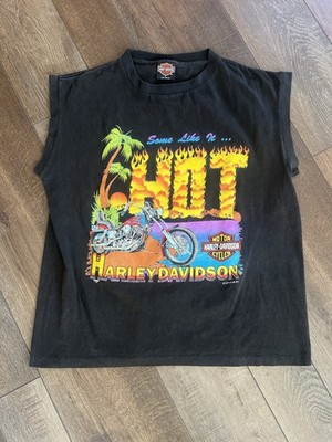 Vintage 80s/90s Harley Davidson Some Like It Hot Cutoff Tank Top Large T Shirt