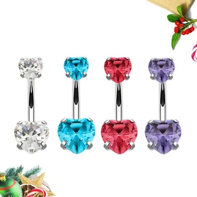 Set of 4 Heart Belly Button Rings Durable Navel Jewelry Assorted Colors - Bild 1 von 4