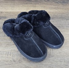 UGG Australia Disquette Classic Black Suede Shearling Slippers - Women s Size 9