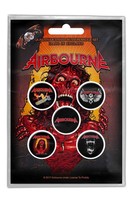 Airbourne Button Badge Pack Breakin' Outta Hell Nue Offiziell Schwarz Set Of 5