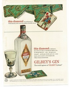 1956 Gilbey's Vodka old playing card King of Diamonds Vintage Print Ad 2