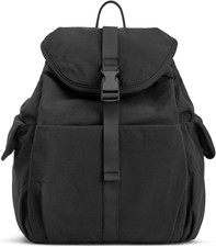 Nylon Daypack for Women - Casual Work and Travel Backpack in Black
