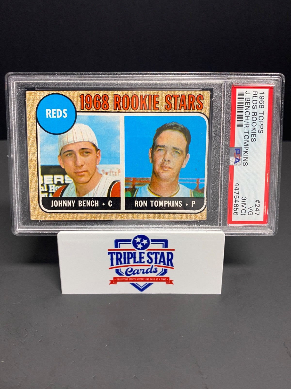 1968 Topps Johnny Bench Ron Tompkins #247 PSA 3 MC