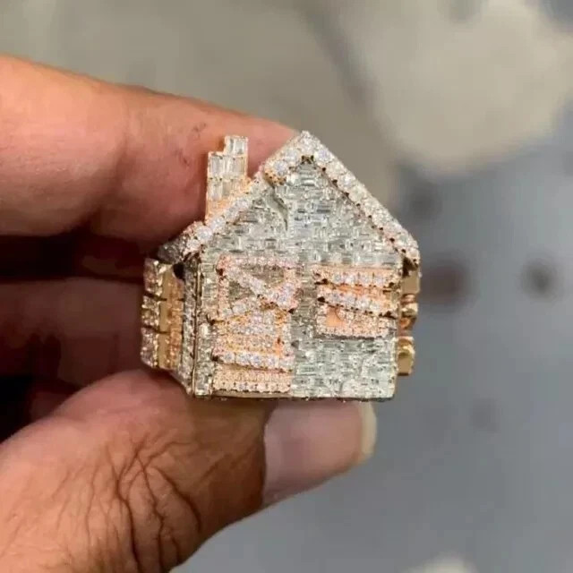 3.40Ct Baguette Cut Real Moissanite Customize Wedding Ring 14K White Gold Plated