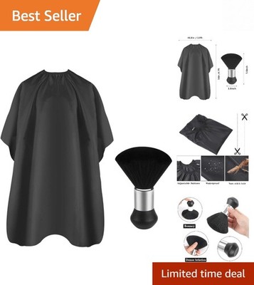 Professional Hair Cutting Cape & Neck Duster Brush - Full Body Coverage, Black