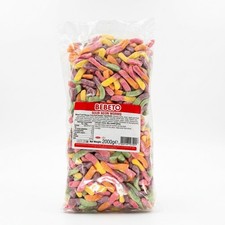 2kg Bebeto Sour Neon Worms Bulk Bag Fizzy Gummy Jelly Sweets Halal Pick and Mix
