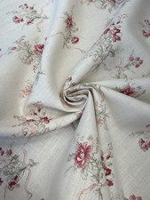 Peony & Sage Bea Pomegranate & Sage On Vintaged Cream Linen 2.1m Fabric Remnant