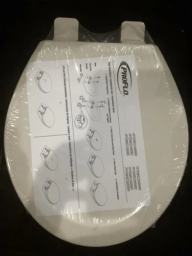 PROFLO Round  Front Wood Toilet Seat Easy Clean Biscuit PFTSWEC1000BS B6 - Picture 1 of 8