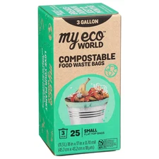 3-Gallon Food Waste Compostable-Bags, Trash-Bags, 1-Box of 25-Bags/25-Count