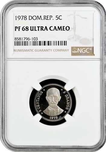 Dominican Republic 5 centavos 1978, NGC PF68 UC, "Republic (1937 - 2022)"