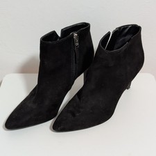 Black Suede Pointed Toe Ankle Bootie with Zip...