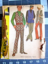 Gilet et pantalon homme McCalls 2687 vintage années 70 motif taille 42 poitrine / 36 taille non coupé
