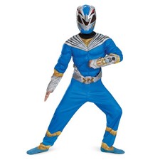 Official Blue Ranger Costume for Kids, Muscle Padded Power Rangers Halloween