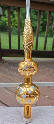 Vintage Gold Double Bulb Lanissa Christmas Tree Topper West Germany 13''