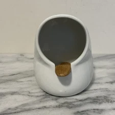 Crate And Barrel Salt Pig Salt Cellar With Wooden Spoon White Porcelain