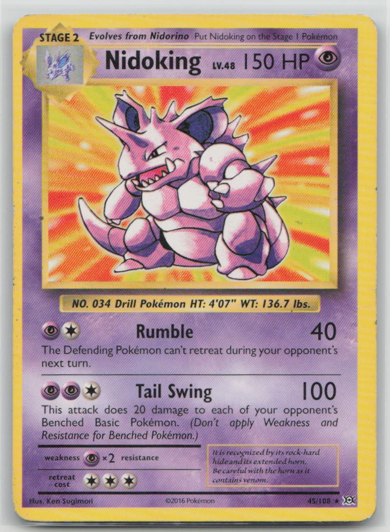 Nidoking (XY Evolutions) 45/108 Rare Deck Exclusives Pokemon Heavily Played