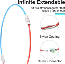 16 Pack Stainless Steel Loops 2mm Coated Wire Keychain Cable Large Keyrings 6...