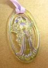 Crystal Barbie HTF clear iridescent Pendant on ribbon vtg Mattel 1983 80s