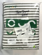 NEW Gray Striped Twin Duvet 100 Cotton JELLYMONI 68  x 90  