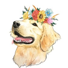 Flower Crown Golden Retriever Sticker