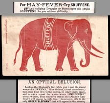 Snuff Box Snuffene Hay Fever Magic Optical Illusion Elephant Trade Card SR.M.se