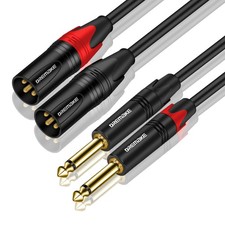 XLR to 1/4'' TS Microphone Patch Cable - 10FT, Dual XLR to Dual 1/4'' Mono Mi...