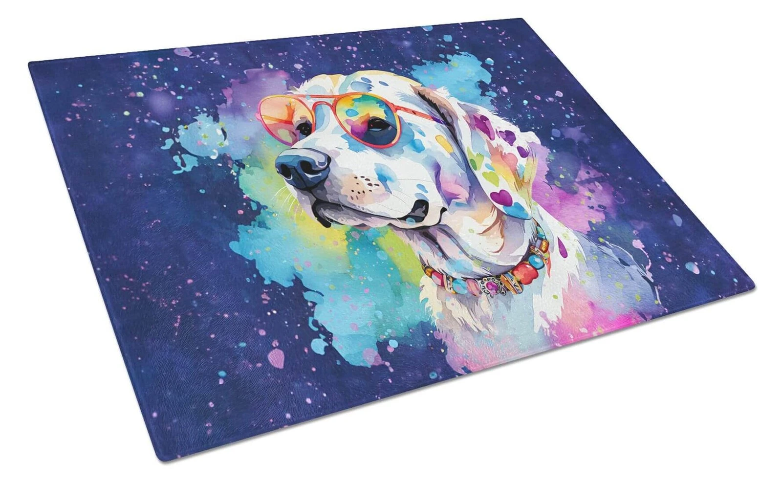 NEW Hippie Dawg Glass Cutting Board Decorative Tempered Glass Kitchen Cutting