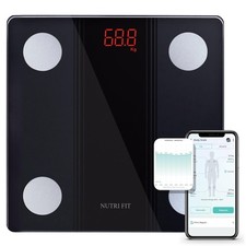NUTRI FIT Bathroom Scale Smart Digital Bluetooth Scales 10x10x1 inches, Black